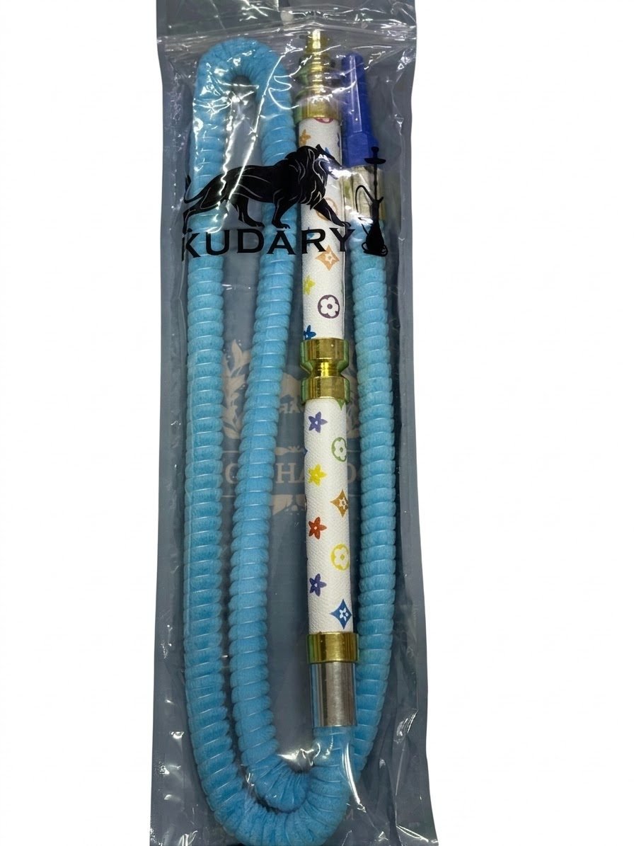 Aksesuar - Kudary Nargile Hortumu - Turkuaz Desenli - Hookah Nargile Market